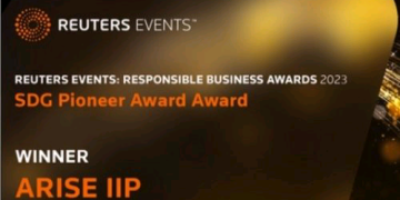 Économie-Gabin/ARISE IIP reçoit de Reuters le prix Responsible Business Awards 2023.