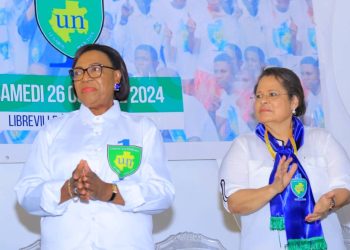 La Présidente du Sénat de la Transition Paulette Missambo et la présidente par intérim de l'Union Nationale Jeanine Taty Koumba